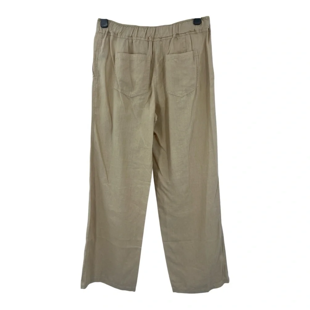 Lauren Ralph Lauren Linen Wide-Leg Drawstring Waist Tan Pants SZ 6